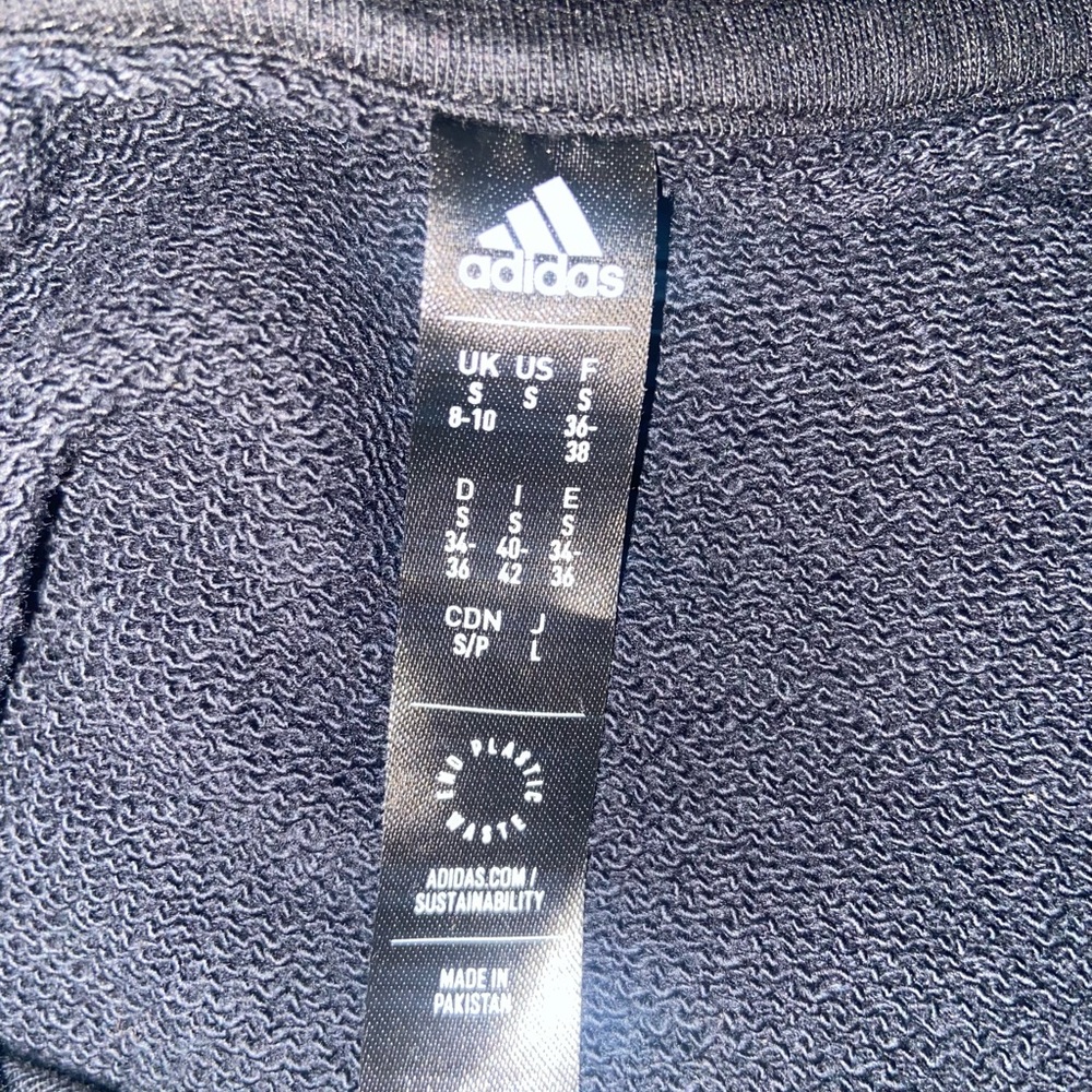 Adidas Black Cropped Hoodie Sweatshirt - Picture 2 of 3